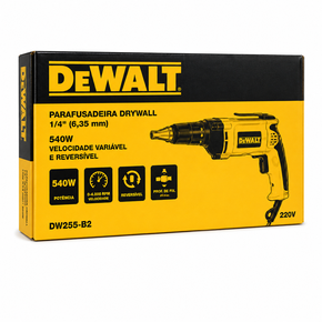 Parafusadeira Drywall 1/4" 540W Variável e Reversível 220V DW255-B2 DEWALT